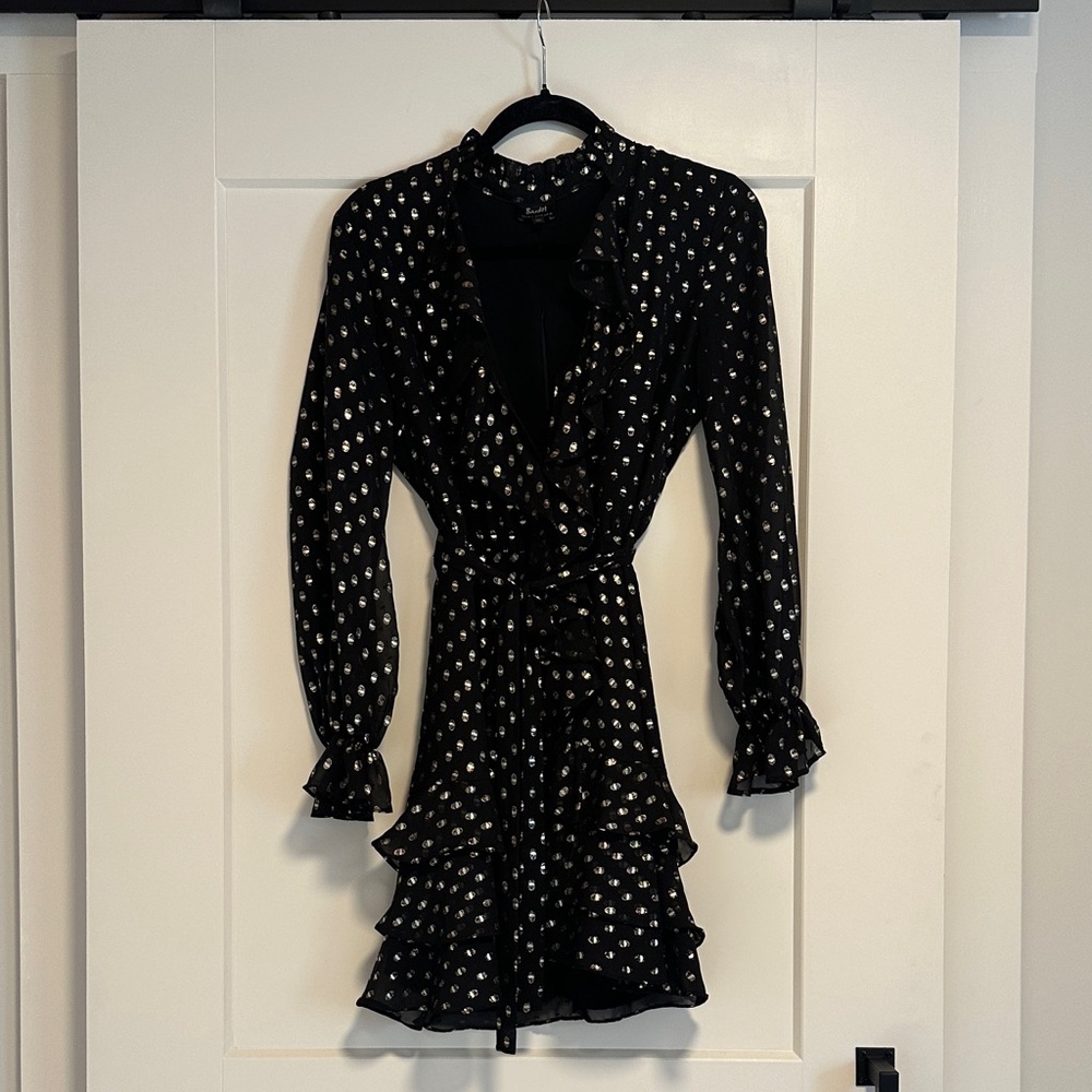 Bardot Black and White Floral Long Sleeve Dress